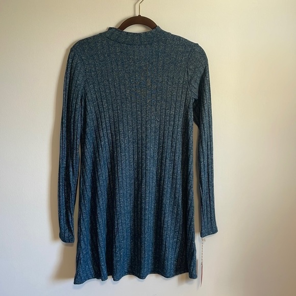 NWT Retro Ribbed Skater Dress Blue Swing Small Teal Mock Mossimo Casual Mini - Picture 1 of 9